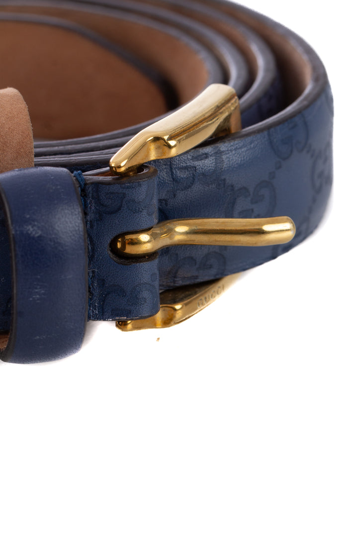 Cinturón Gucci azul, vista lateral – ClosetRehab