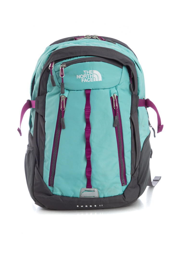 Mochila The North Face azul y gris, vista frontal – ClosetRehab