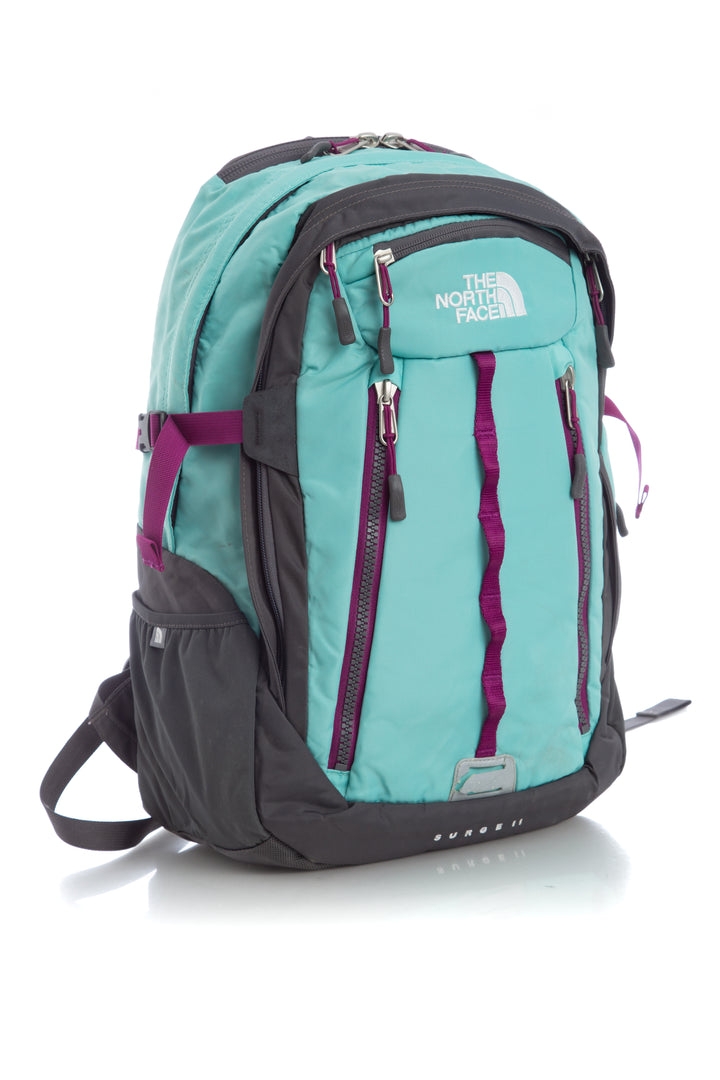Mochila The North Face azul y gris, vista posterior – ClosetRehab