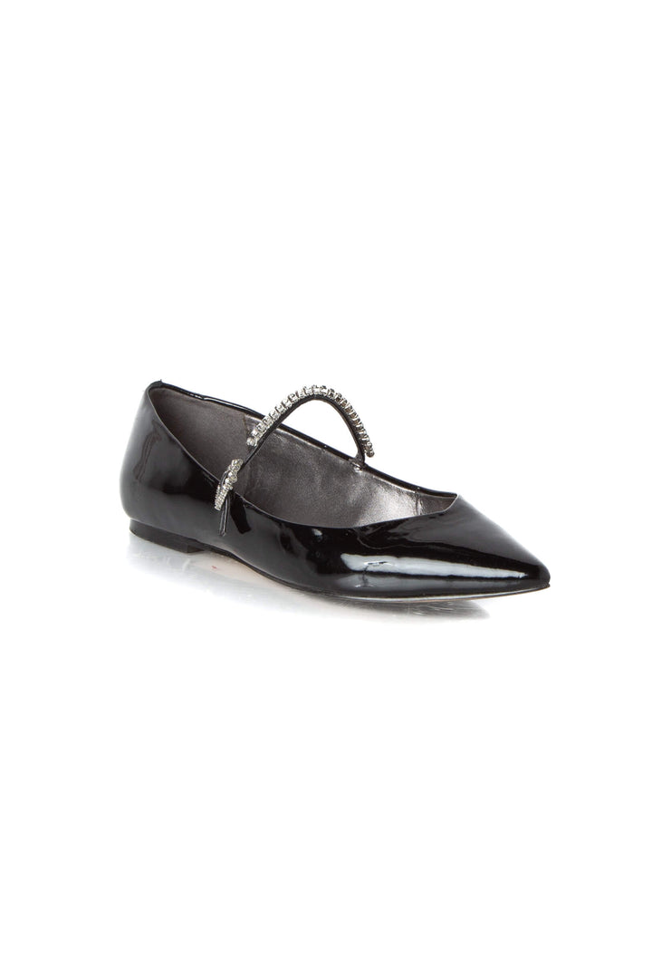 Flats Mary Jane Sam Edelman de charol negro con pedrería, vista tres cuartos