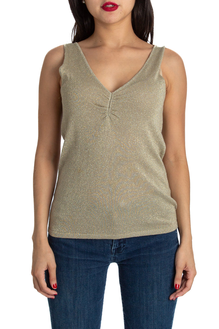 Blusa Mango Suit dorado, vista frontal – ClosetRehab