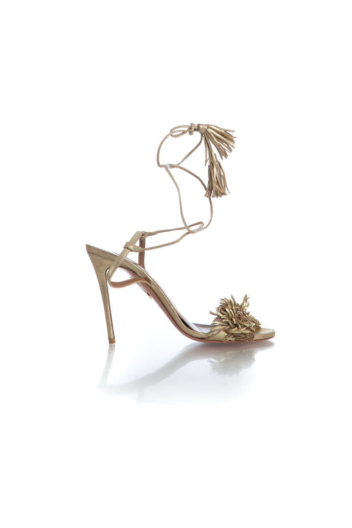 Zapato Aquazzura dorado, vista frontal – ClosetRehab