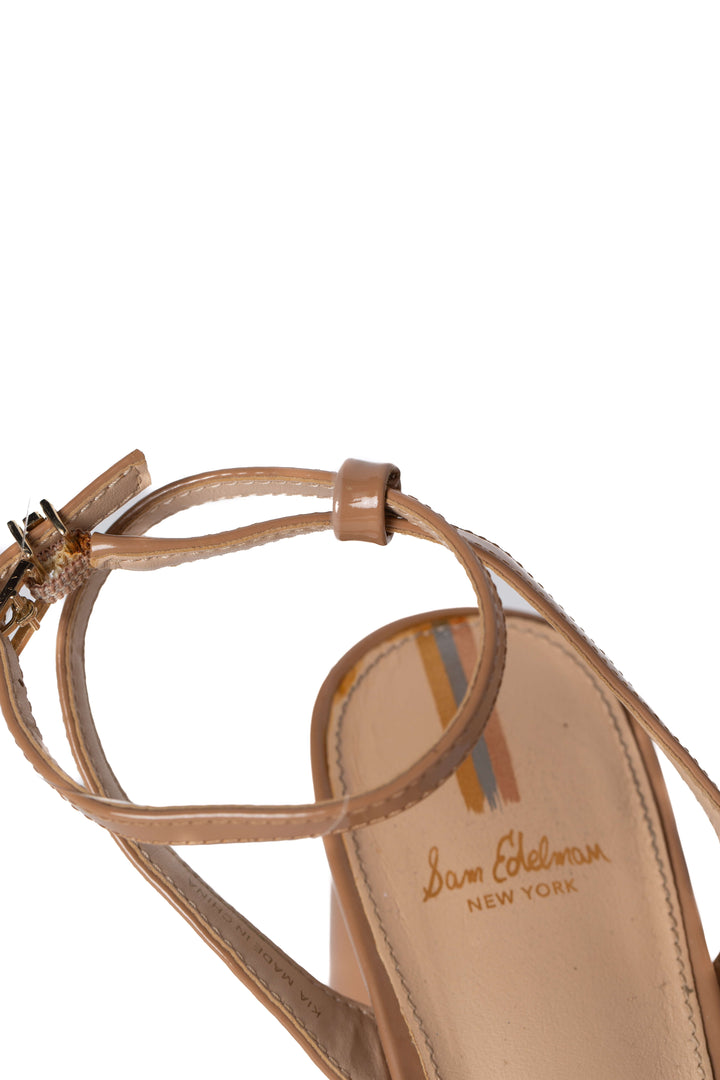 Sandalias Sam Edelman nude talla 7 USA, detalle de tacón | ClosetRehab
