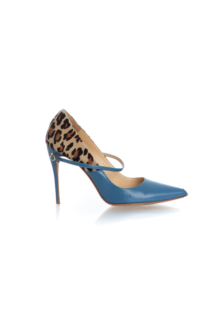 Zapato jennifer chamandi celeste, vista frontal – ClosetRehab