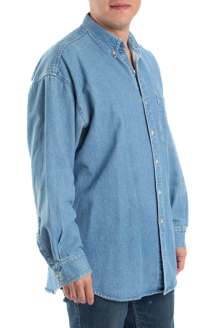 Camisa Chaps Ralph Lauren azul, vista posterior – ClosetRehab
