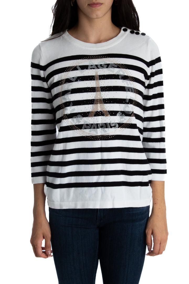 Blusa Karl Lagerfeld blanco, vista frontal – ClosetRehab