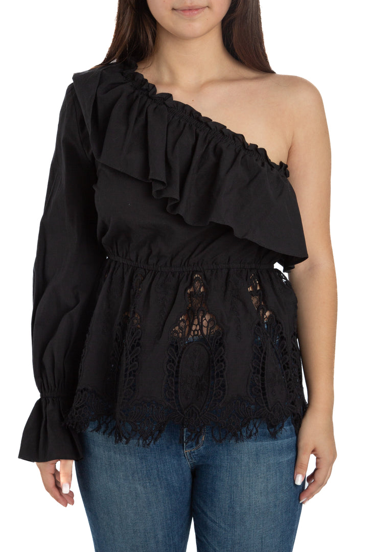 Blusa BCBG Maxazria negro, vista frontal – ClosetRehab
