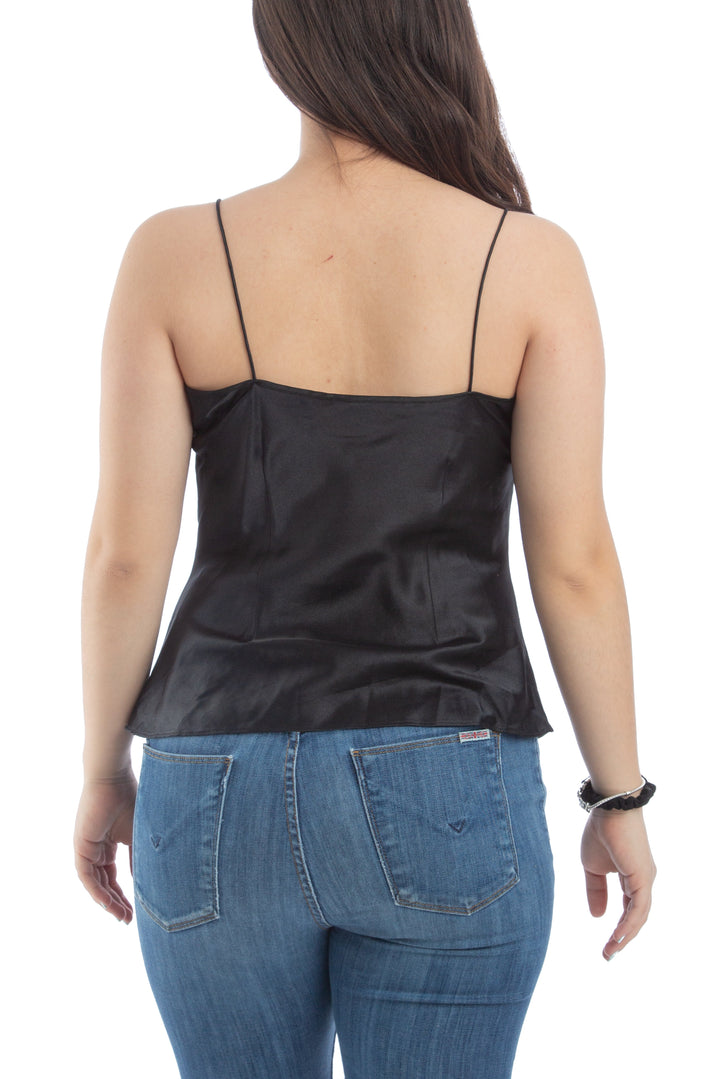 Blusa Antonio Melani negra satinada de tirantes, vista posterior