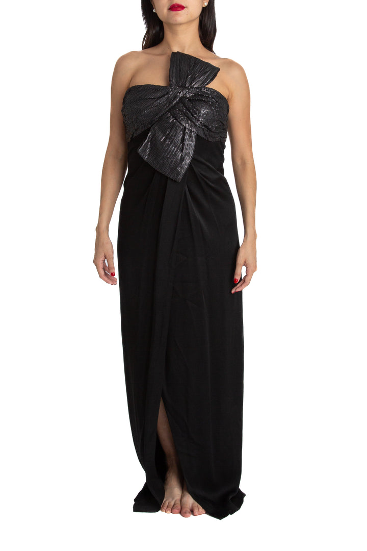 Vestido Carmen Marc Valvo negro, vista frontal – ClosetRehab
