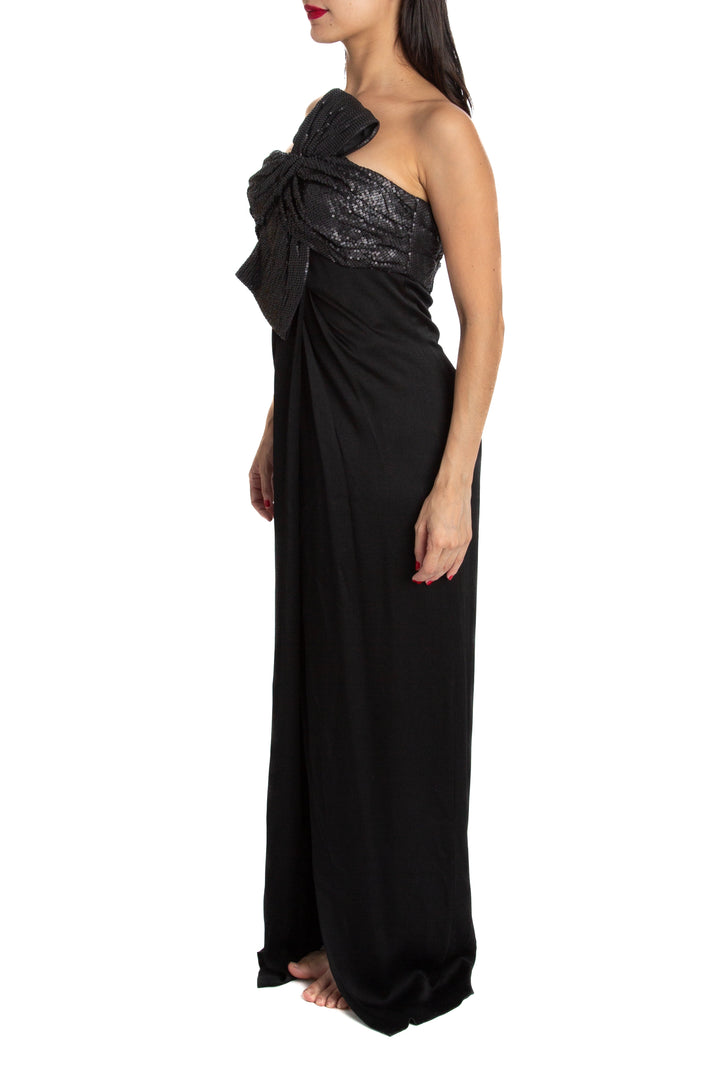 Vestido Carmen Marc Valvo negro, vista posterior – ClosetRehab