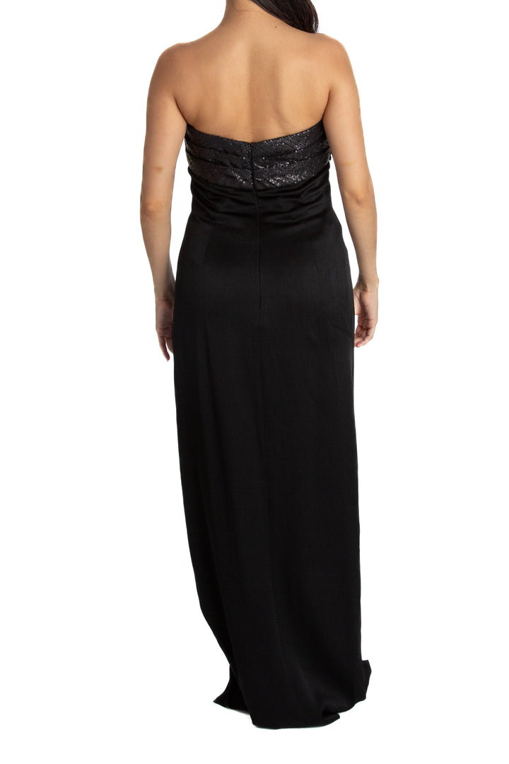 Vestido Carmen Marc Valvo negro, vista lateral – ClosetRehab