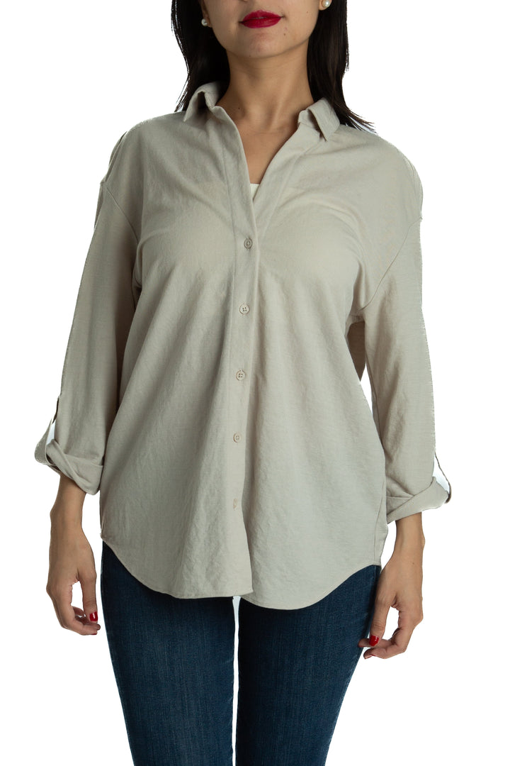 Blusa Massimo Dutti beige, vista frontal – ClosetRehab
