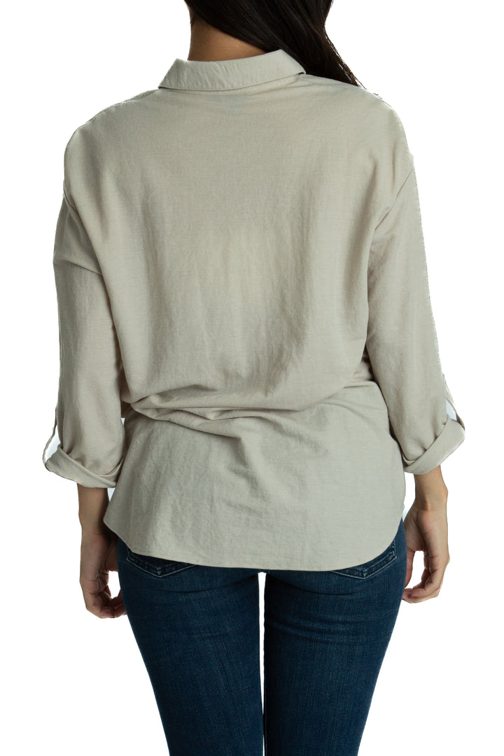 Blusa Massimo Dutti beige, vista lateral – ClosetRehab