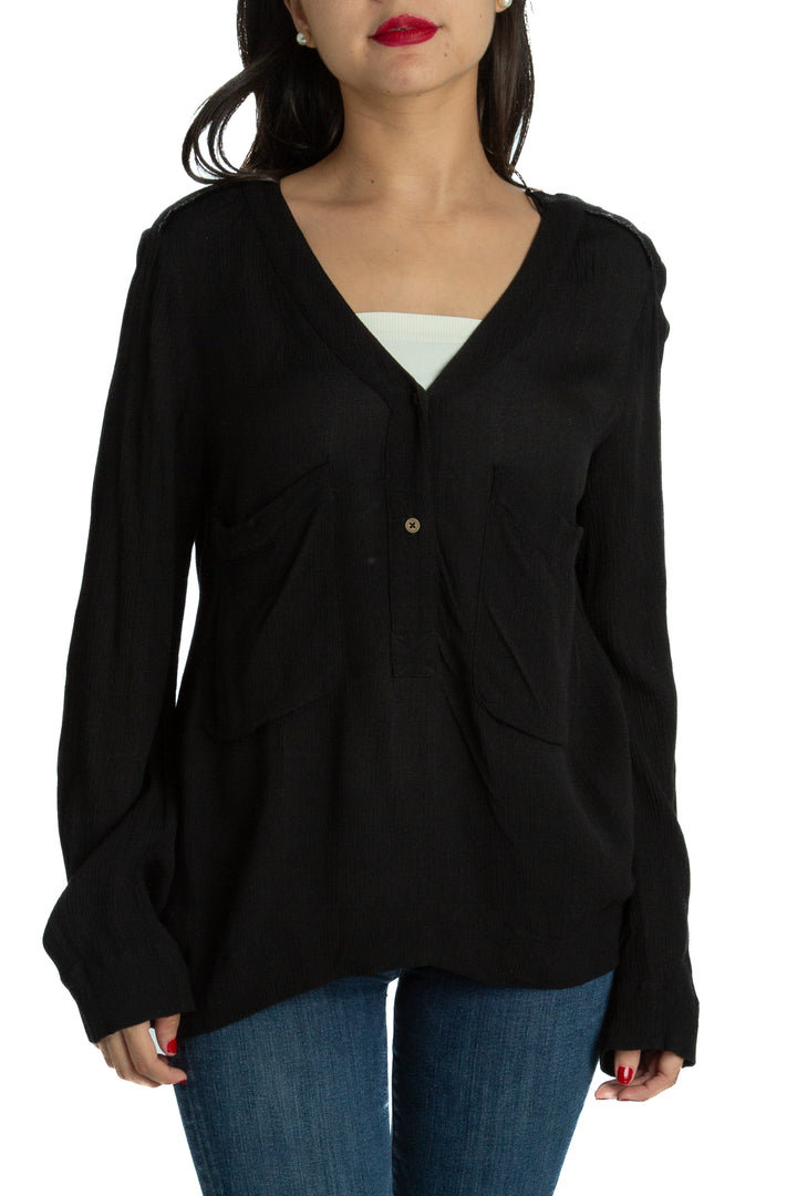 Blusa Massimo Dutti negro, vista frontal – ClosetRehab