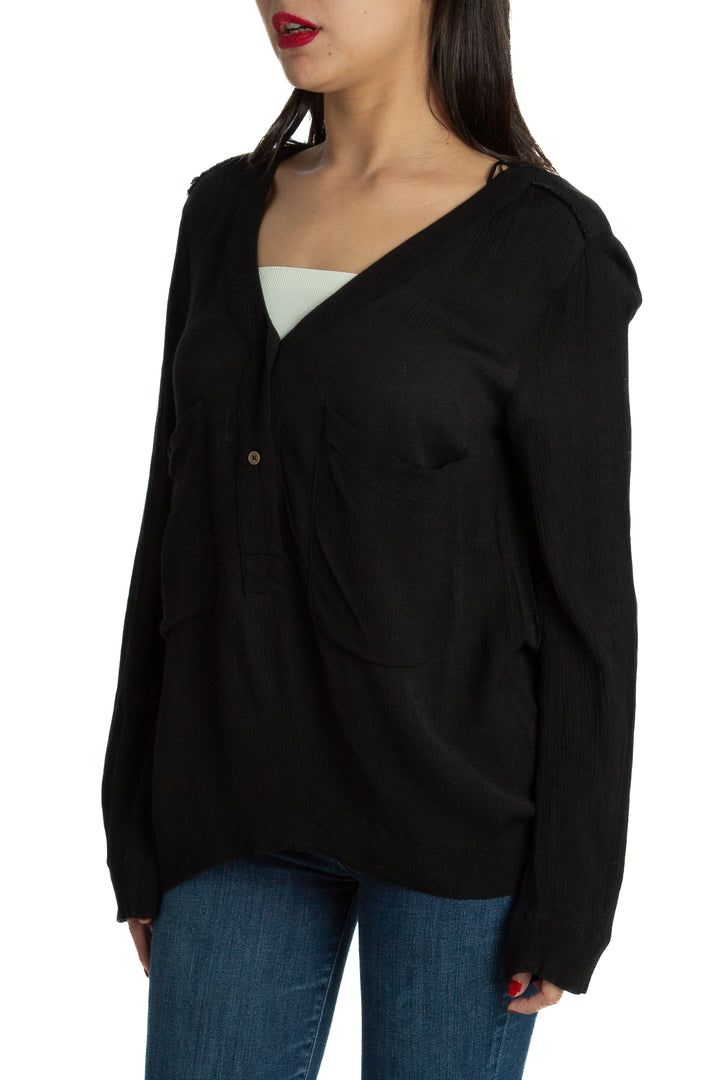 Blusa Massimo Dutti negro, vista posterior – ClosetRehab