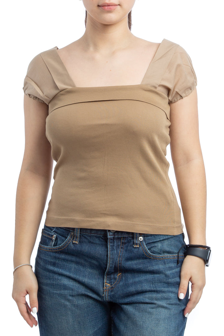 Blusa Carolina Herrera café, vista frontal – ClosetRehab