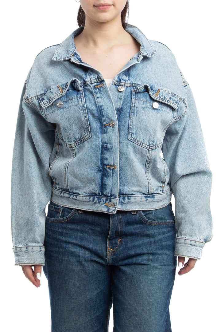Chaqueta Mango azul, vista frontal – ClosetRehab
