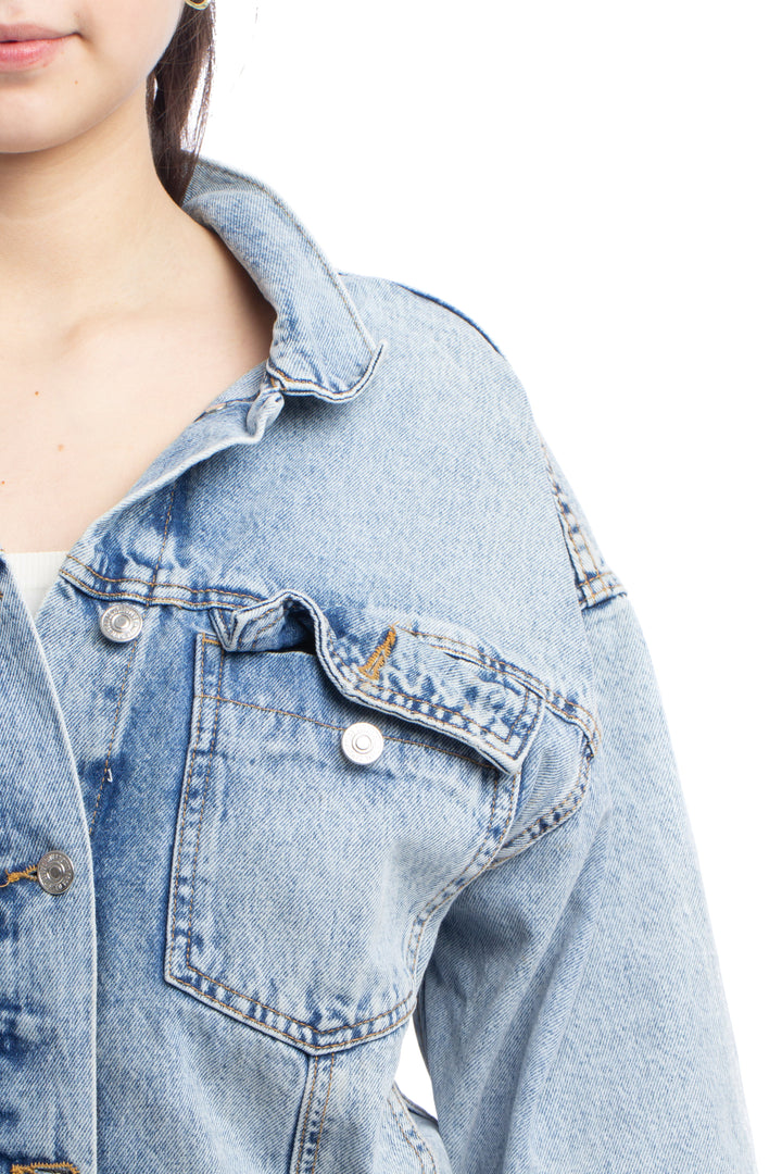 Chaqueta Mango azul, detalle – ClosetRehab