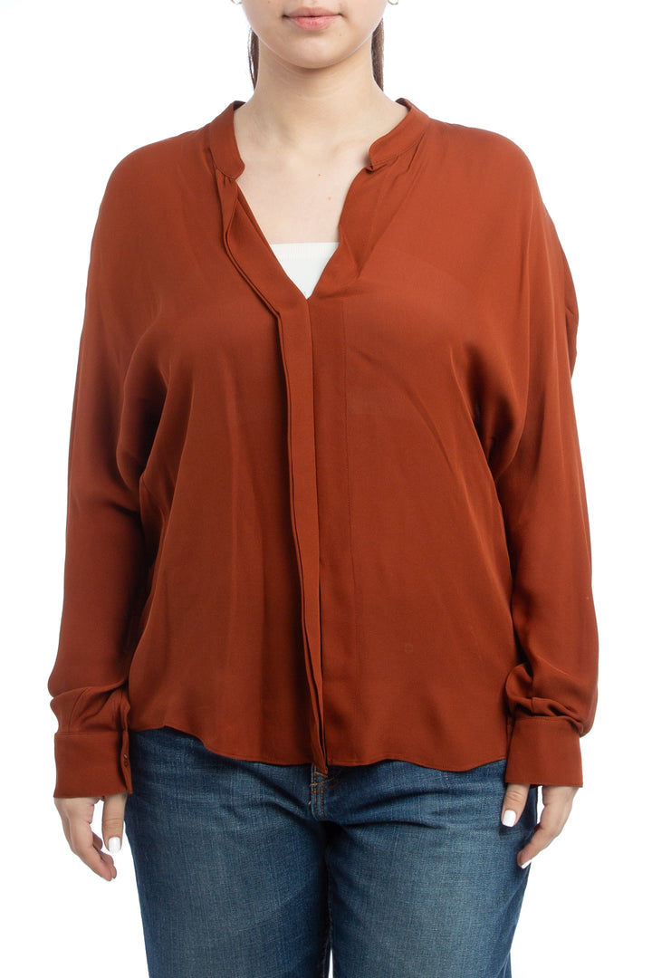Blusa Vince café, vista frontal – ClosetRehab