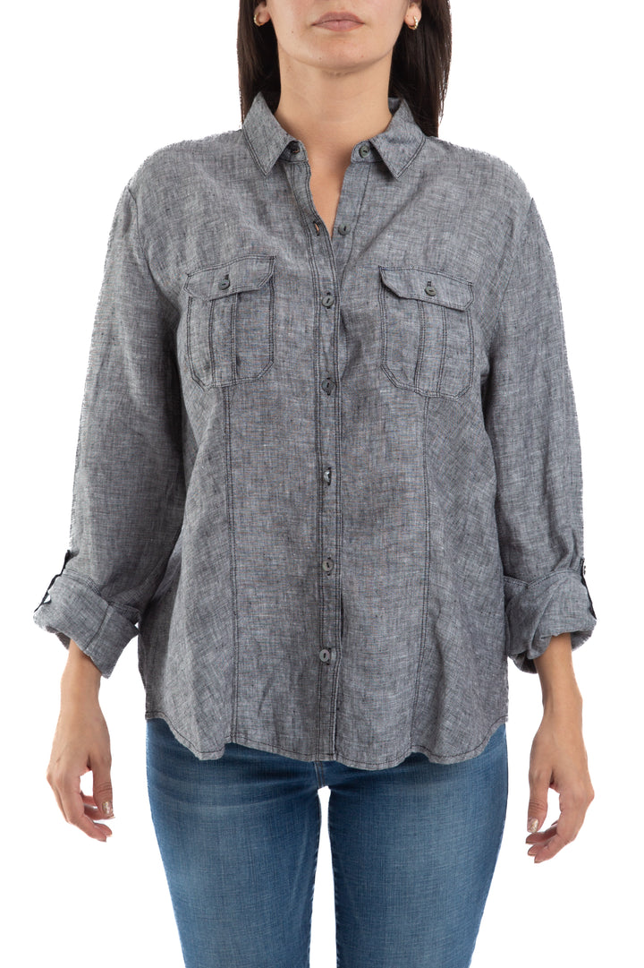 Blusa Saks Fifth Avenue gris, vista frontal – ClosetRehab