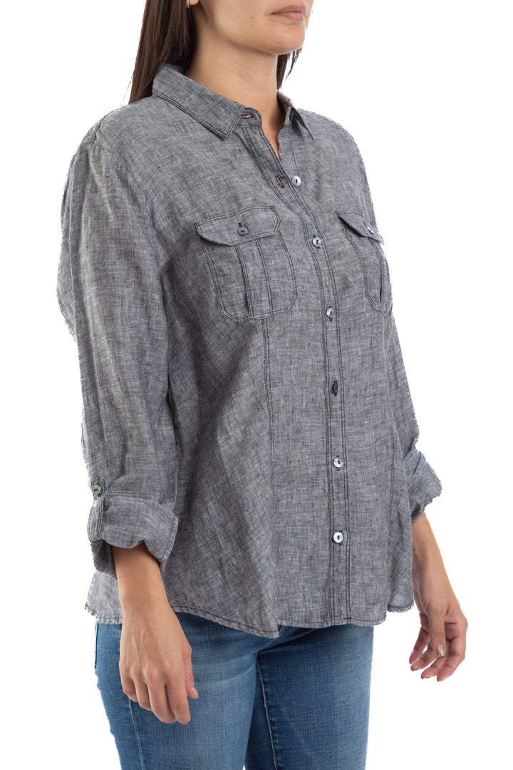 Blusa Saks Fifth Avenue gris, vista posterior – ClosetRehab