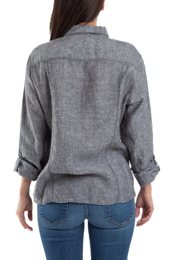 Blusa Saks Fifth Avenue gris, vista lateral – ClosetRehab