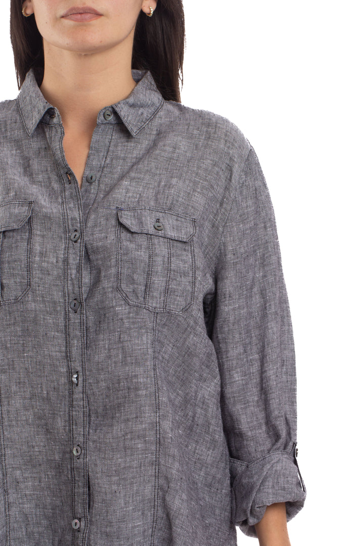 Blusa Saks Fifth Avenue gris, detalle – ClosetRehab
