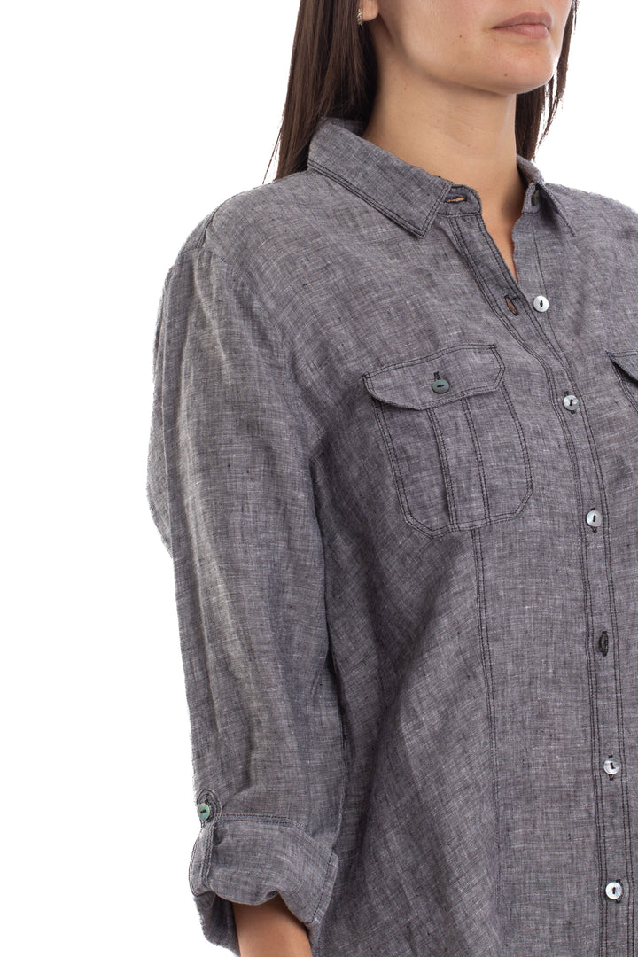 Blusa Saks Fifth Avenue gris, detalle 5 – ClosetRehab