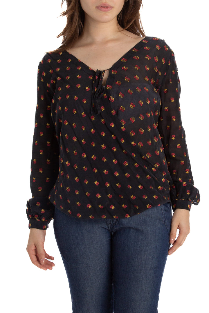 Blusa Artelier Nicole Miller negro, vista frontal – ClosetRehab