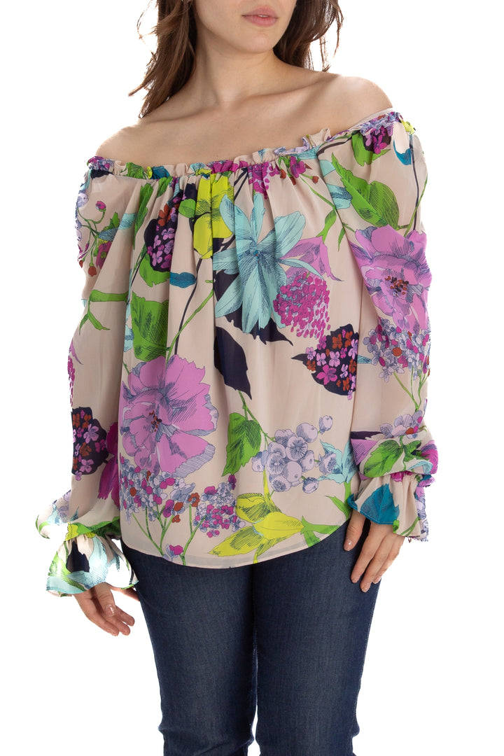 Blusa Trina Turk rosa, vista frontal – ClosetRehab