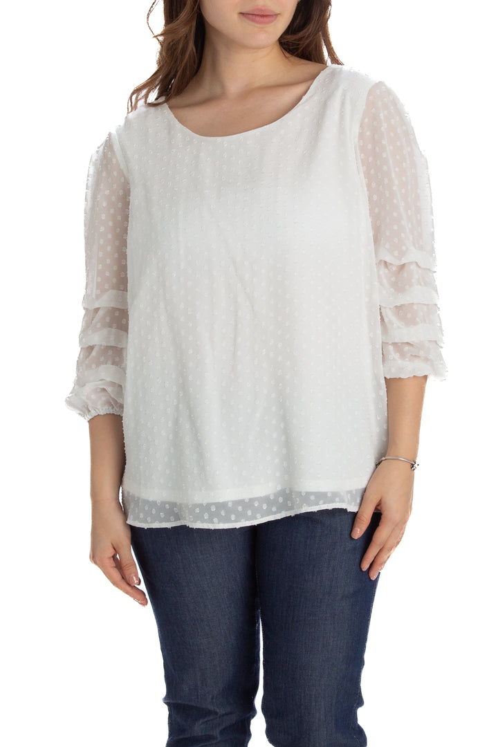 Blusa Zac & Rachel blanca con mangas de lunares, vista frontal