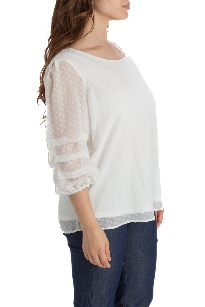 Blusa Zac & Rachel blanca con mangas de lunares, vista lateral