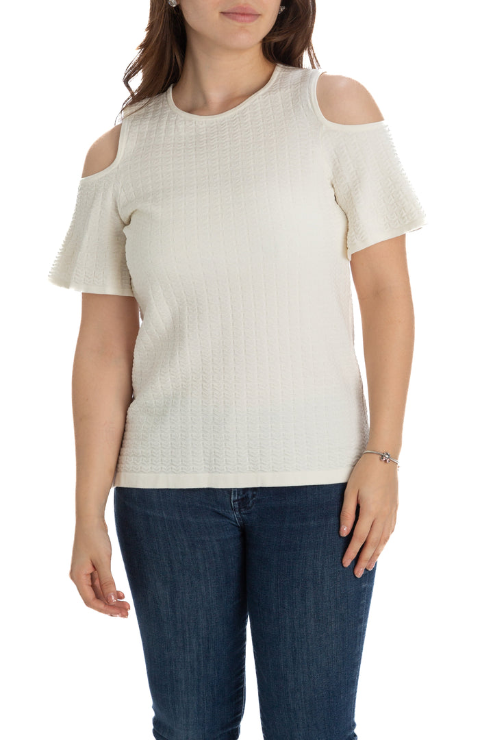 Blusa Ann Taylor blanco, vista frontal – ClosetRehab