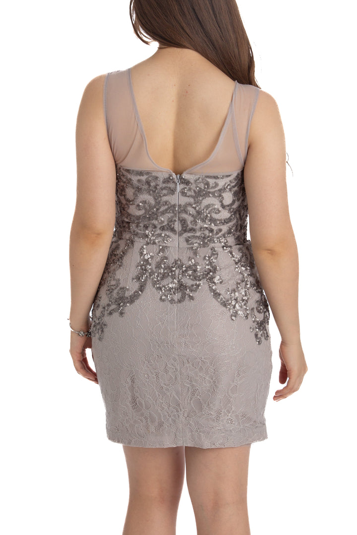 Vestido BCBG Maxazria gris, vista lateral – ClosetRehab