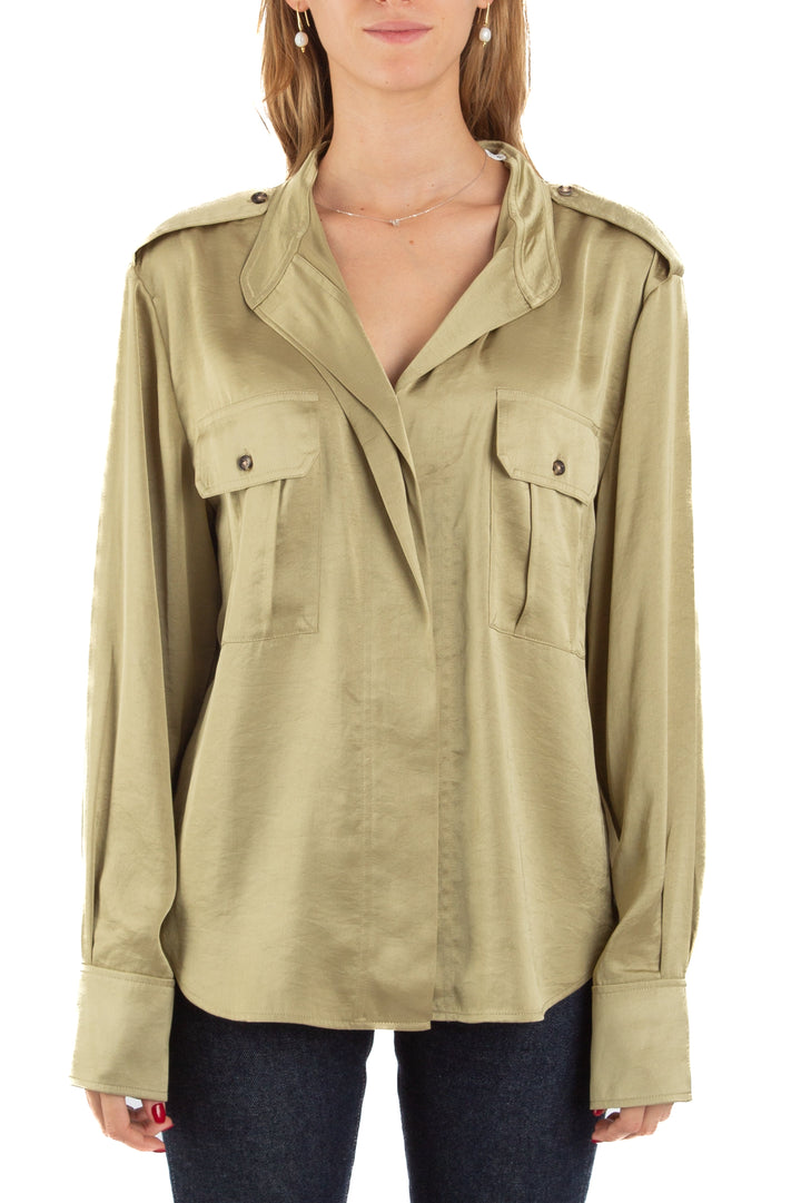 Blusa A.L.C . verde, vista frontal – ClosetRehab