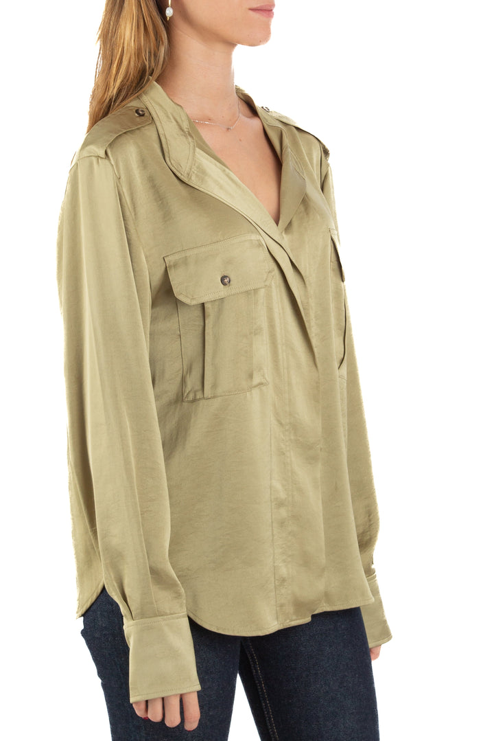 Blusa A.L.C . verde, vista posterior – ClosetRehab