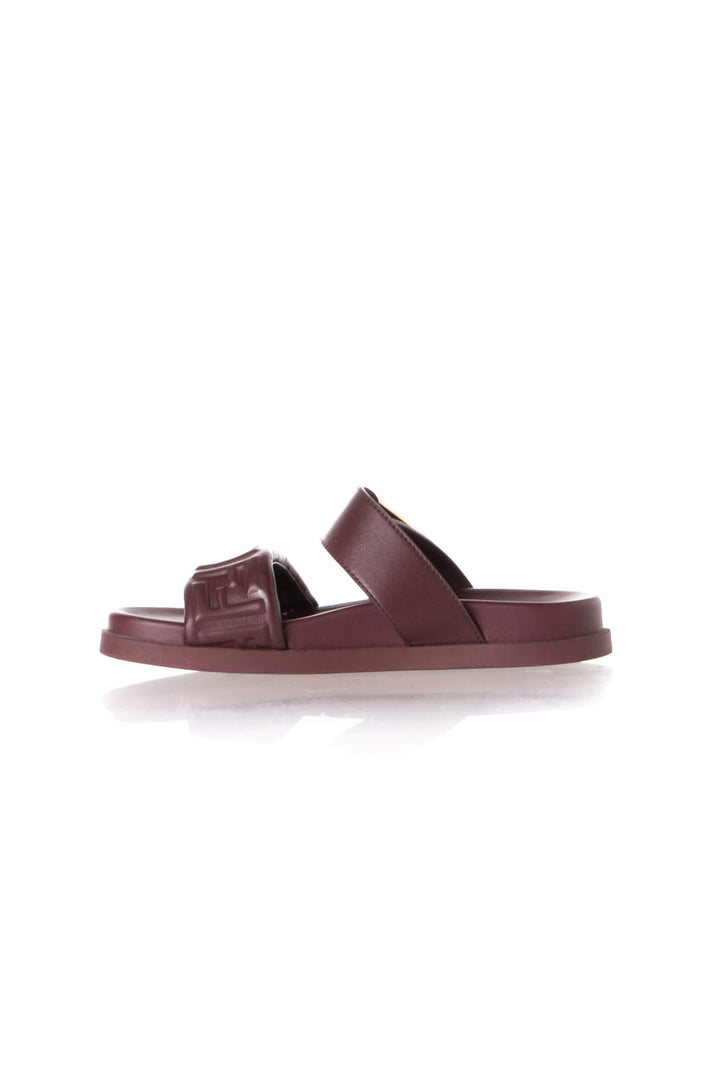 Sandalias Fendi vino talla 36 EUR, detalle de monograma FF | ClosetRehab