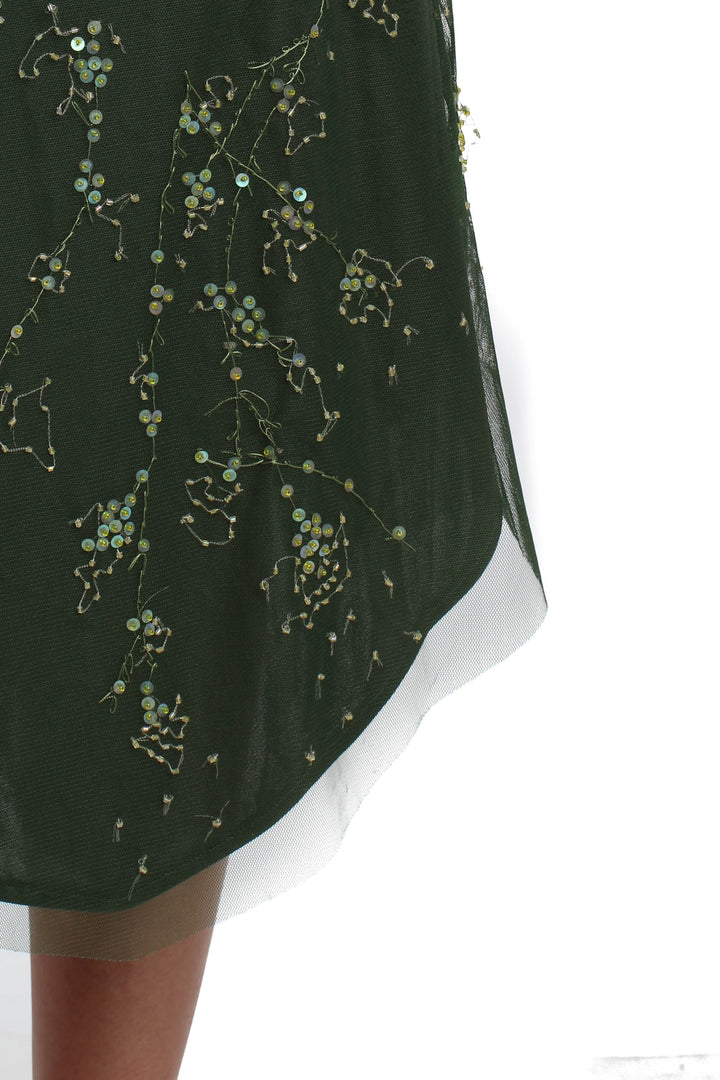 Vestido BCBG Maxazria verde, detalle – ClosetRehab