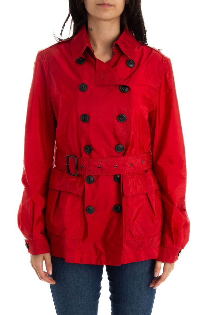 Abrigo Burberry rojo, vista frontal – ClosetRehab