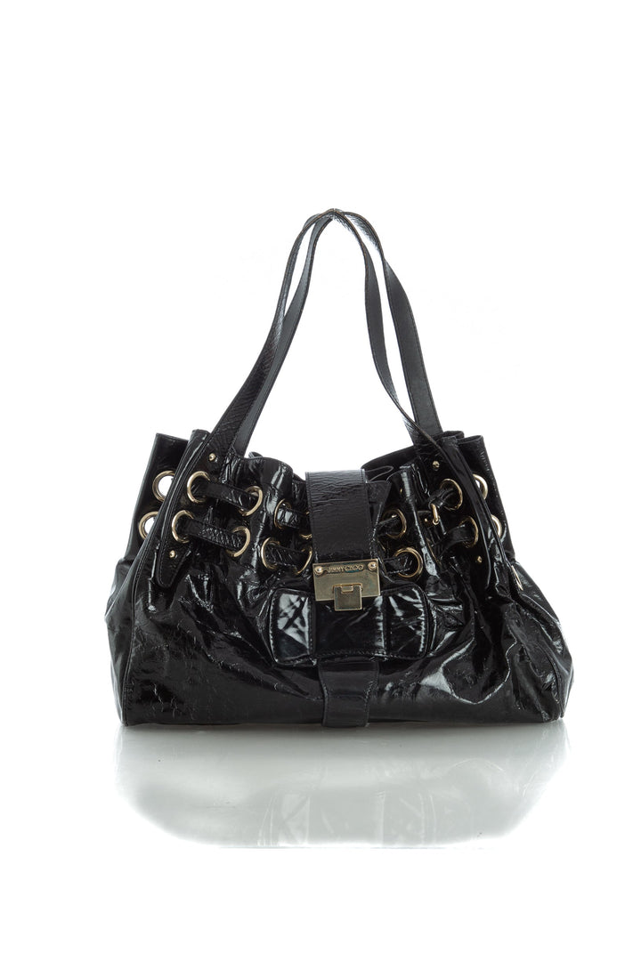 Bolsa Jimmy Choo negro, vista frontal – ClosetRehab