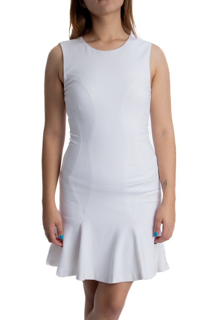 Vestido Diane Von Furstenberg blanco, vista frontal – ClosetRehab