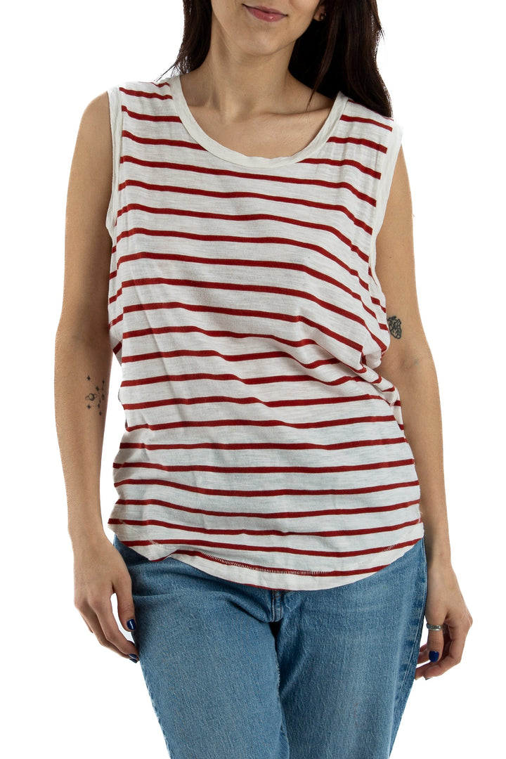 Blusa Madewell blanco y rojo, vista frontal – ClosetRehab