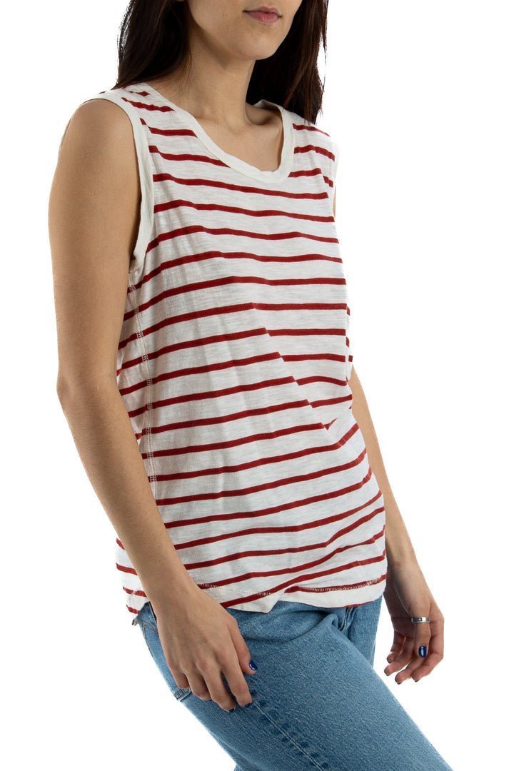 Blusa Madewell blanco y rojo, vista posterior – ClosetRehab