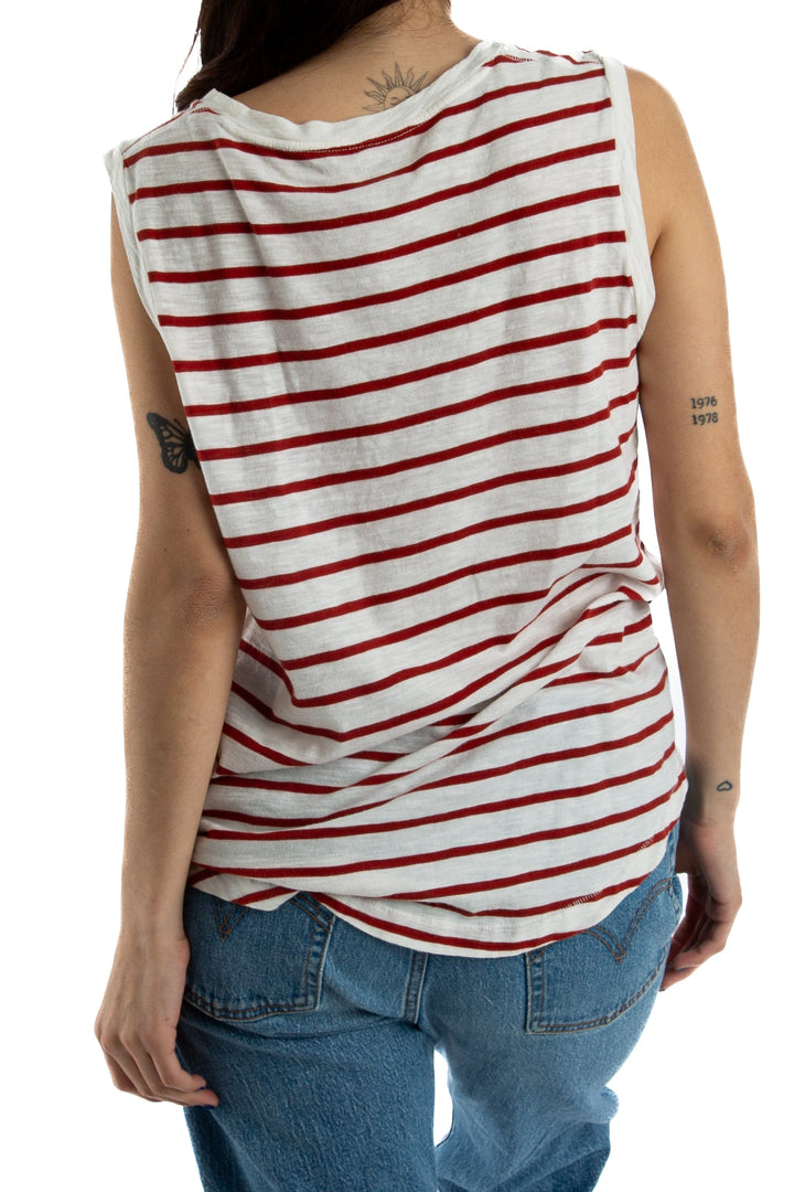 Blusa Madewell blanco y rojo, vista lateral – ClosetRehab