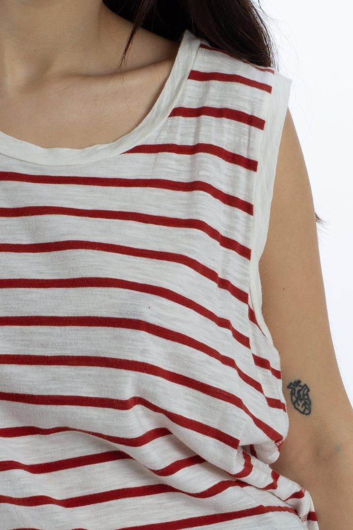 Blusa Madewell blanco y rojo, detalle – ClosetRehab