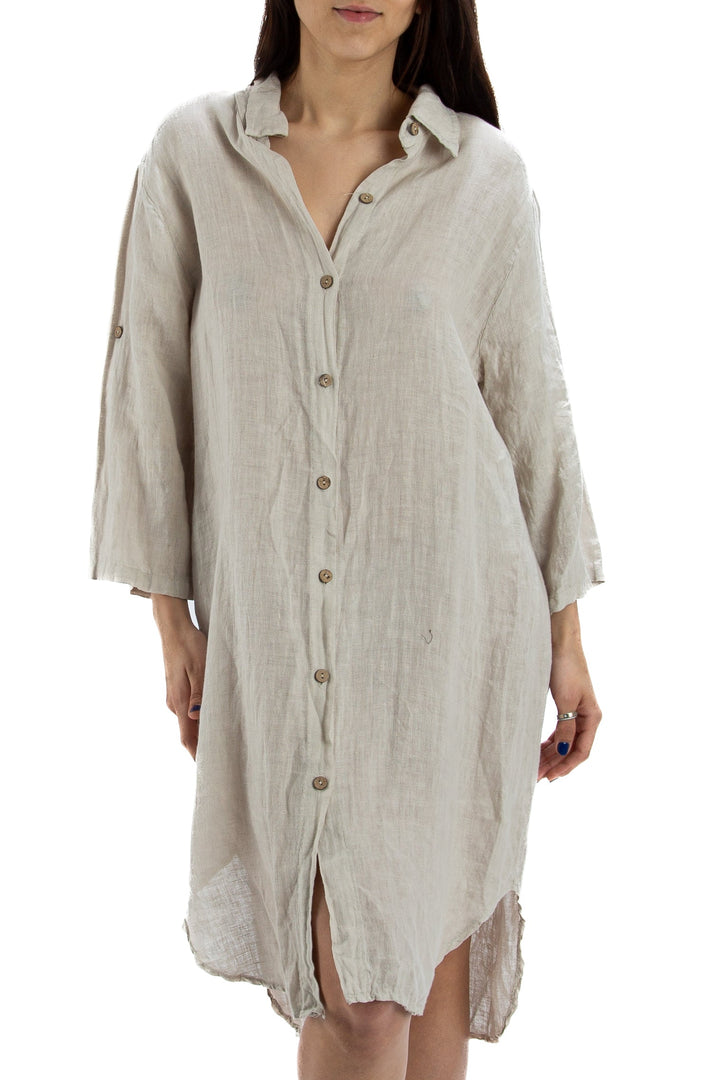 Vestido beige, vista frontal – ClosetRehab