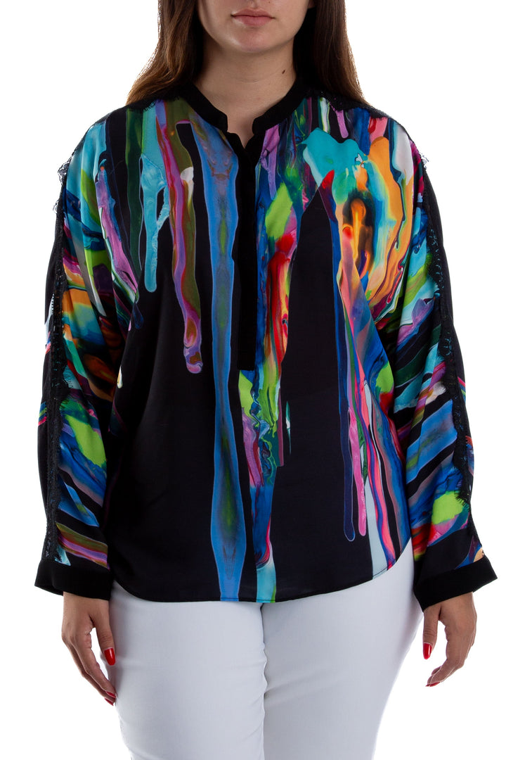 Blusa Alberto Makali negro, vista frontal – ClosetRehab