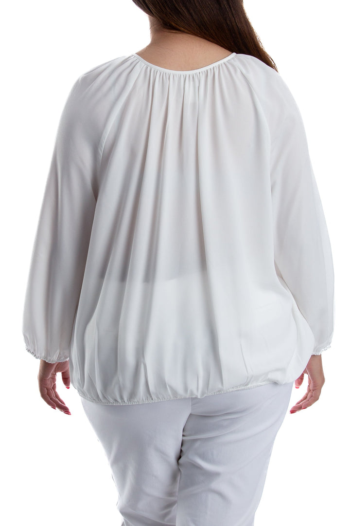 Blusa Chico's blanco, vista lateral – ClosetRehab