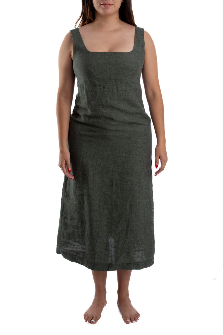 Vestido Adolfo Dominguez verde, vista frontal – ClosetRehab