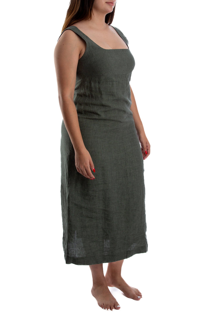 Vestido Adolfo Dominguez verde, vista posterior – ClosetRehab